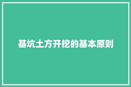 基坑土方开挖的基本原则