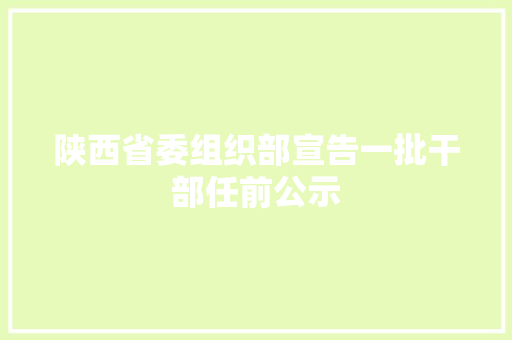 陕西省委组织部宣告一批干部任前公示