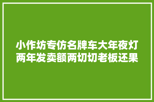 小作坊专仿名牌车大年夜灯两年发卖额两切切老板还果真参加展销