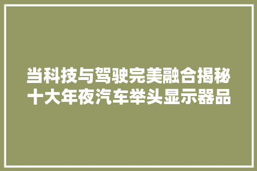 当科技与驾驶完美融合揭秘十大年夜汽车举头显示器品牌