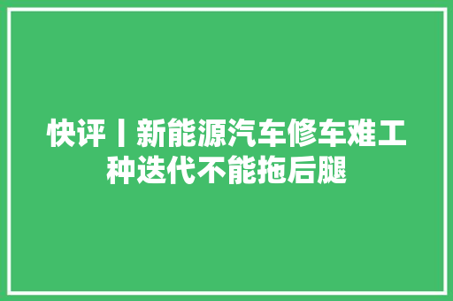 快评丨新能源汽车修车难工种迭代不能拖后腿