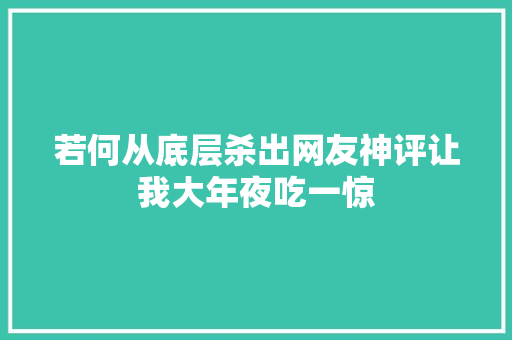 若何从底层杀出网友神评让我大年夜吃一惊 汽车知识