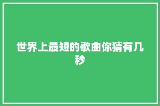 世界上最短的歌曲你猜有几秒