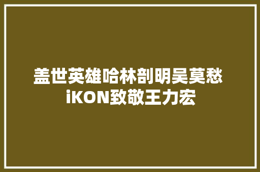 盖世英雄哈林剖明吴莫愁 iKON致敬王力宏