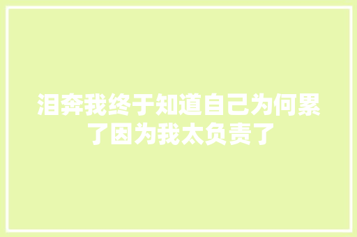 泪奔我终于知道自己为何累了因为我太负责了