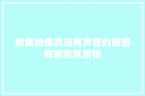 收集摄像机没有声音的原因有哪些凯茉锐