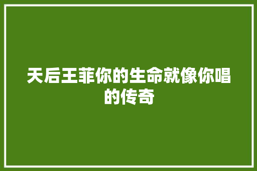 天后王菲你的生命就像你唱的传奇