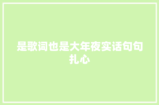是歌词也是大年夜实话句句扎心