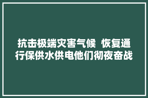 抗击极端灾害气候  恢复通行保供水供电他们彻夜奋战在救灾一线