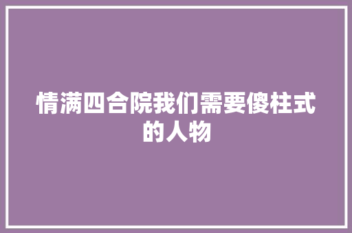 情满四合院我们需要傻柱式的人物