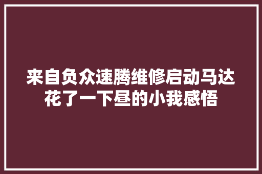 来自负众速腾维修启动马达花了一下昼的小我感悟