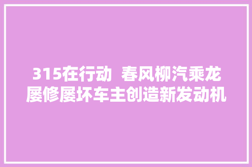 315在行动  春风柳汽乘龙屡修屡坏车主创造新发动机被喷涂旧编号