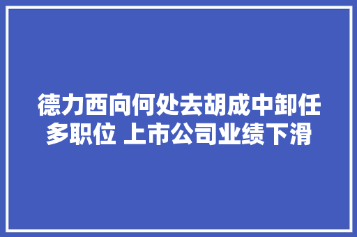 德力西向何处去胡成中卸任多职位 上市公司业绩下滑