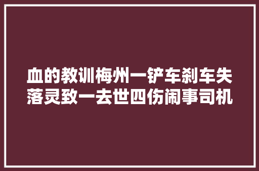 血的教训梅州一铲车刹车失落灵致一去世四伤闹事司机获刑两年