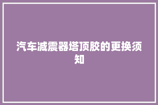 汽车减震器塔顶胶的更换须知