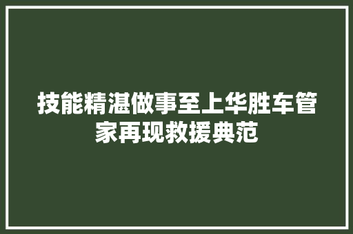 技能精湛做事至上华胜车管家再现救援典范