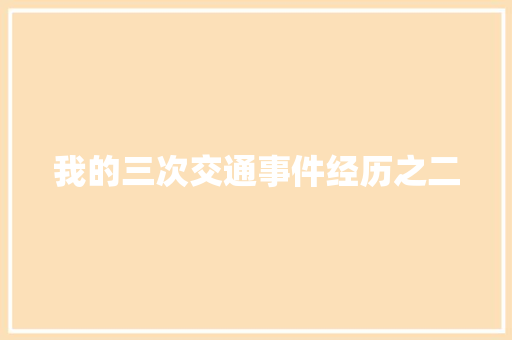 我的三次交通事件经历之二