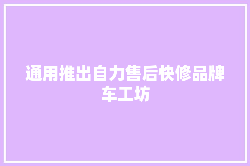 通用推出自力售后快修品牌车工坊