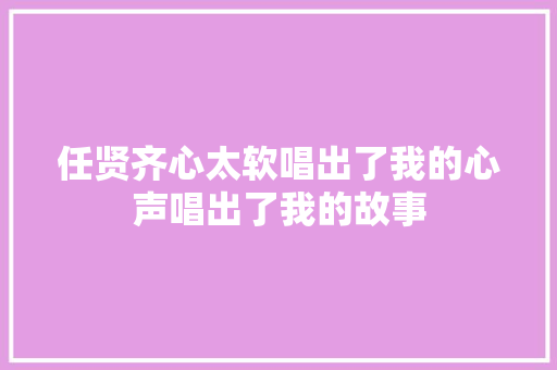 任贤齐心太软唱出了我的心声唱出了我的故事