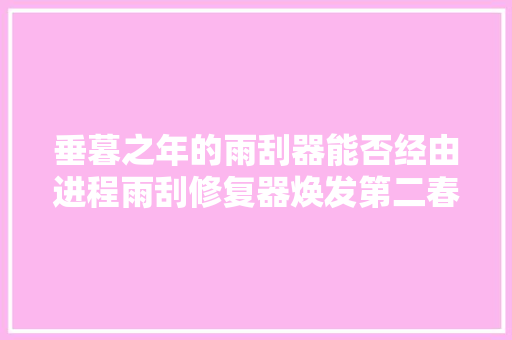 垂暮之年的雨刮器能否经由进程雨刮修复器焕发第二春