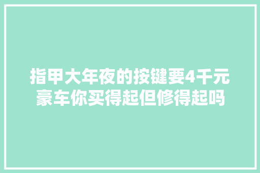 指甲大年夜的按键要4千元豪车你买得起但修得起吗 汽车知识
