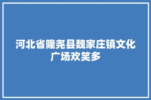 河北省隆尧县魏家庄镇文化广场欢笑多