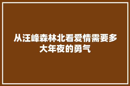 从汪峰森林北看爱情需要多大年夜的勇气 休闲娱乐