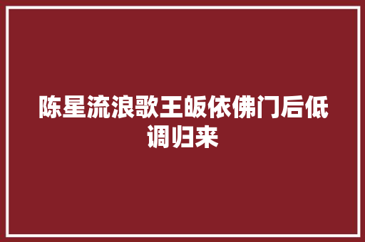 陈星流浪歌王皈依佛门后低调归来