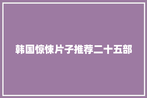 韩国惊悚片子推荐二十五部