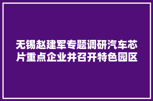 无锡赵建军专题调研汽车芯片重点企业并召开特色园区培植座谈会