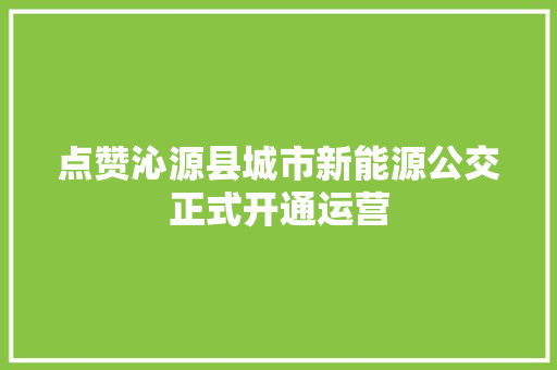 点赞沁源县城市新能源公交正式开通运营