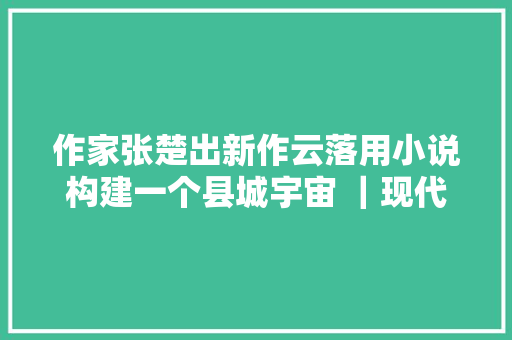 作家张楚出新作云落用小说构建一个县城宇宙 ｜现代书评