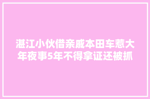 湛江小伙借亲戚本田车惹大年夜事5年不得拿证还被抓去坐牢