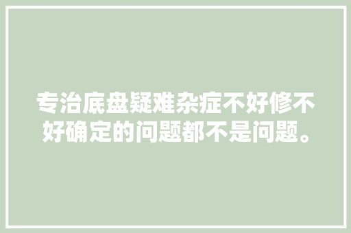 专治底盘疑难杂症不好修不好确定的问题都不是问题。