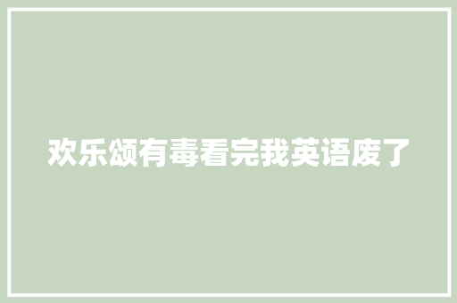欢乐颂有毒看完我英语废了