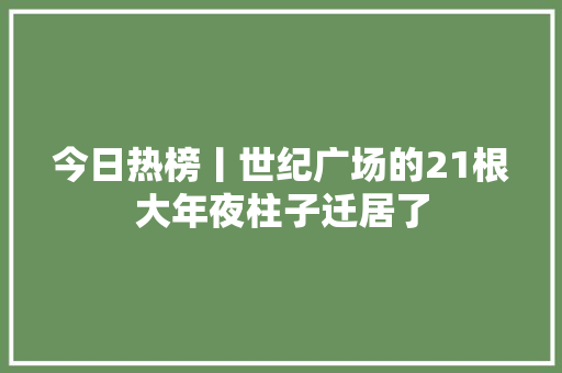 今日热榜丨世纪广场的21根大年夜柱子迁居了