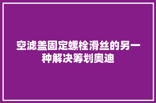 空滤盖固定螺栓滑丝的另一种解决筹划奥迪