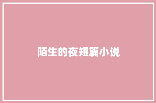 陌生的夜短篇小说