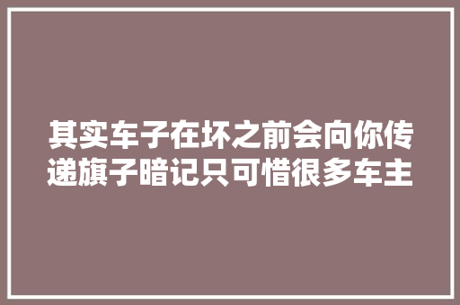 其实车子在坏之前会向你传递旗子暗记只可惜很多车主没在意