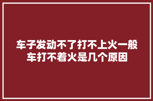车子发动不了打不上火一般车打不着火是几个原因