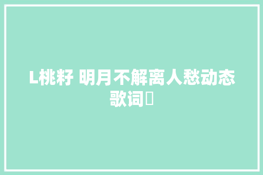 L桃籽 明月不解离人愁动态歌词♪