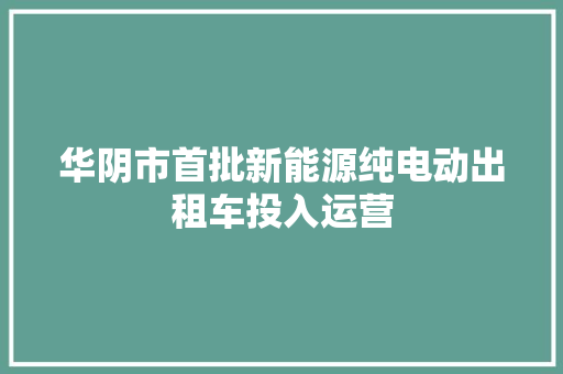 华阴市首批新能源纯电动出租车投入运营