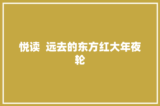 悦读  远去的东方红大年夜轮