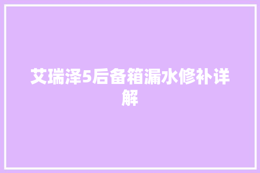 艾瑞泽5后备箱漏水修补详解