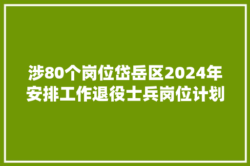 涉80个岗位岱岳区2024年安排工作退役士兵岗位计划通知书记
