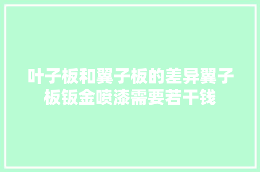 叶子板和翼子板的差异翼子板钣金喷漆需要若干钱