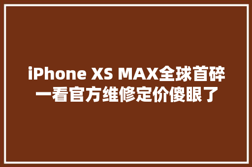 iPhone XS MAX全球首碎一看官方维修定价傻眼了