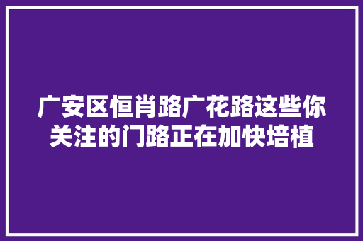 广安区恒肖路广花路这些你关注的门路正在加快培植