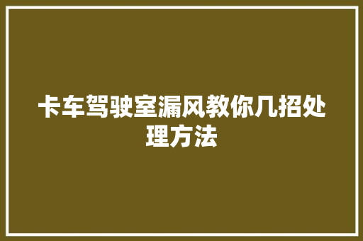 卡车驾驶室漏风教你几招处理方法