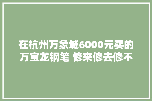 在杭州万象城6000元买的万宝龙钢笔 修来修去修不好